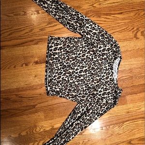 Trendy long sleeve cheetah print top
